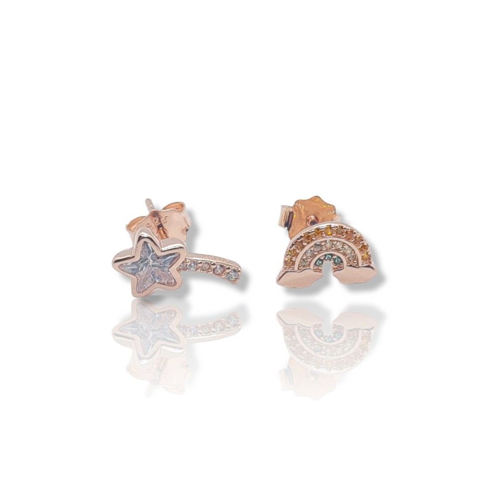Rose gold plated silver 925º earrings with star & rainbow  (code FC005813)